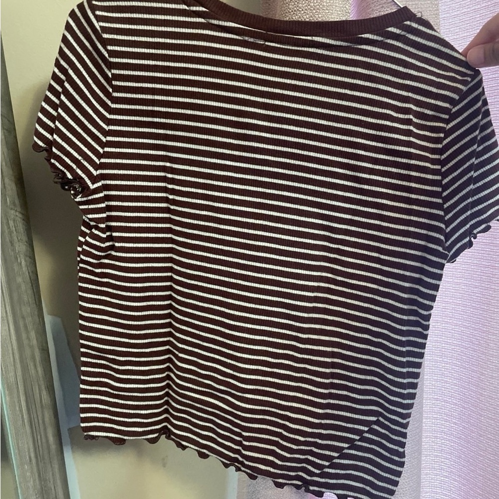 Heart & Hips Black and White Fitted Ribbed Short Sleeve Tee